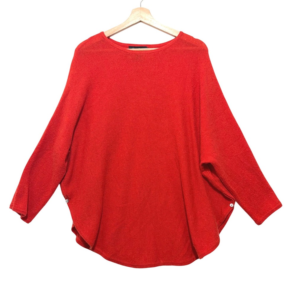 Claudia Nichole Women's Cashmere Sweater Orange Dolman Sleeve Size Small Fall